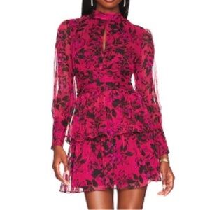 Amanda Uprichard EUC Samira mini dress in a pink/ black floral print M